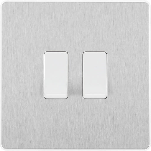 BG Evolve Brushed Steel 2G Intermediate Light Switch PCDBS2GINTW Available from RS Electrical Supplies