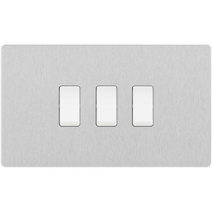 BG Evolve Brushed Steel 3G 2W Light Switch PCDBS432W Available from RS Electrical Supplies