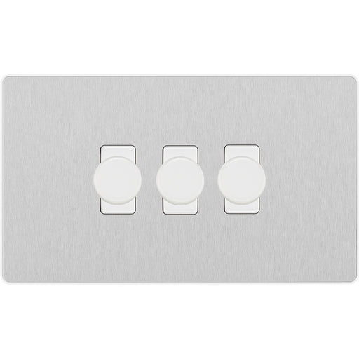 BG Evolve Brushed Steel 3G Dimmer Switch PCDBS83W Available from RS Electrical Supplies