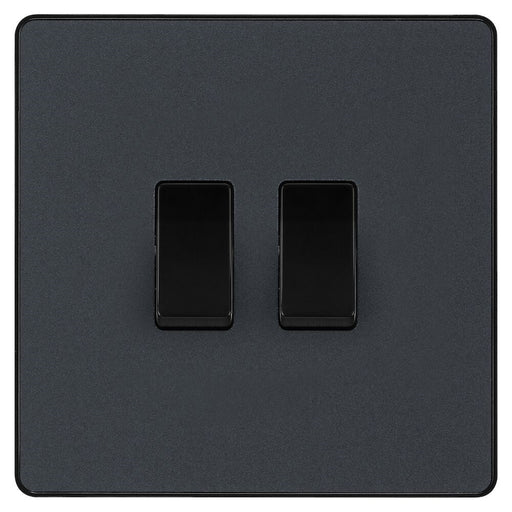 BG Evolve Matt Grey 2W & Intermediate Light Switch PCDMG2WINTB Available from RS Electrical Supplies