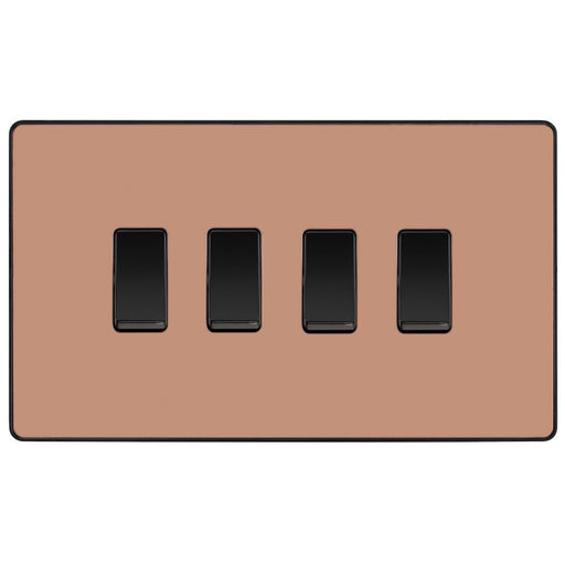 BG Evolve Polished Copper 4G 2 Way Light Switch PCDCP44B Available from RS Electrical Supplies