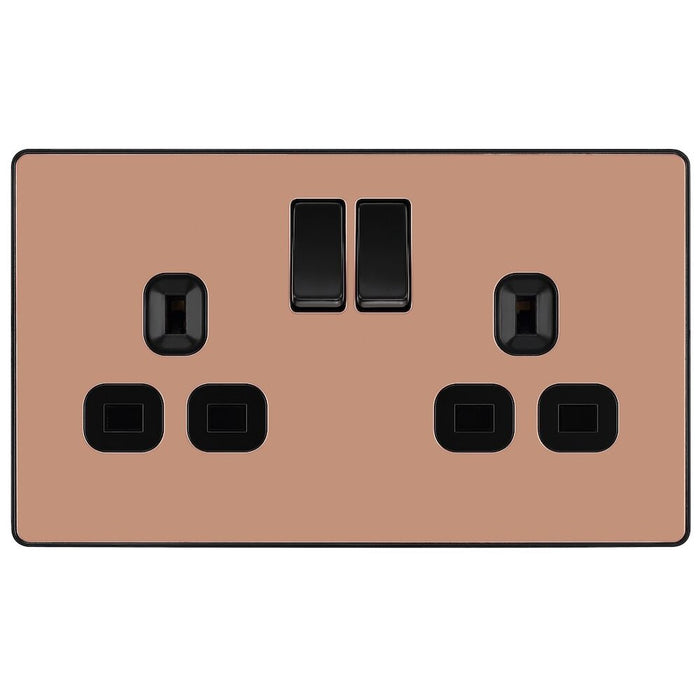BG Evolve Polished Copper 13A Double Socket 10 Pack PCDCP22B Available from RS Electrical Supplies