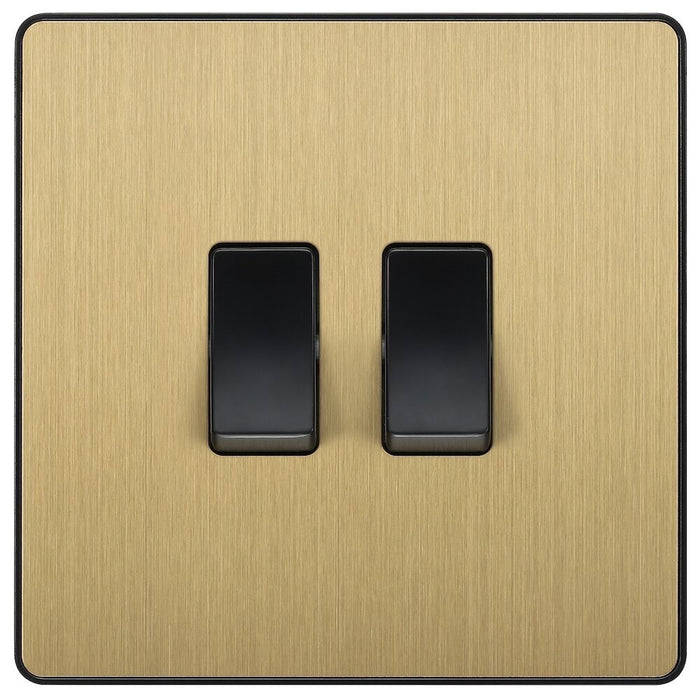 BG Evolve Satin Brass 2G Intermediate Combination Switch Available from RS Electrical Supplies