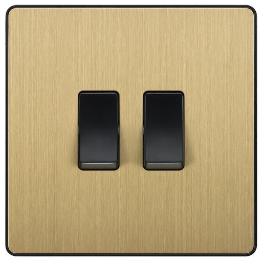 BG Evolve Satin Brass 2G Intermediate Light Switch PCDSB2GINTB Available from RS Electrical Supplies