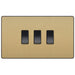 BG Evolve Satin Brass 3G 2W Light Switch PCDSB432B Available from RS Electrical Supplies