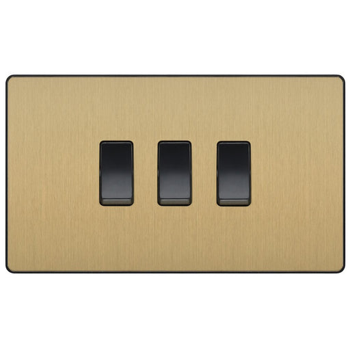 BG Evolve Satin Brass 3G Intermediate Combination Switch Available from RS Electrical Supplies