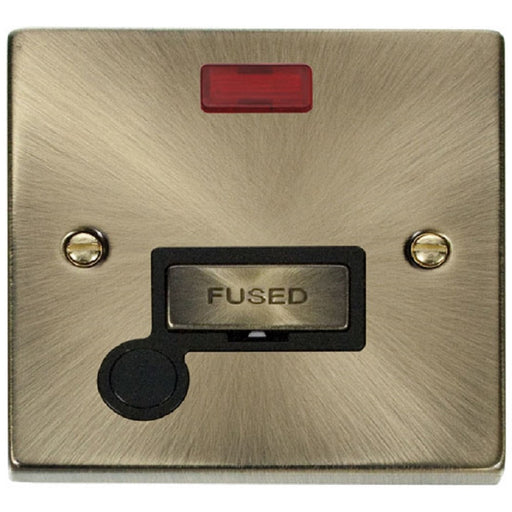 Click Deco Antique Brass 13A Fused Connection Unit with Neon and Flex VPAB553BK Available from RS Electrical Supplies