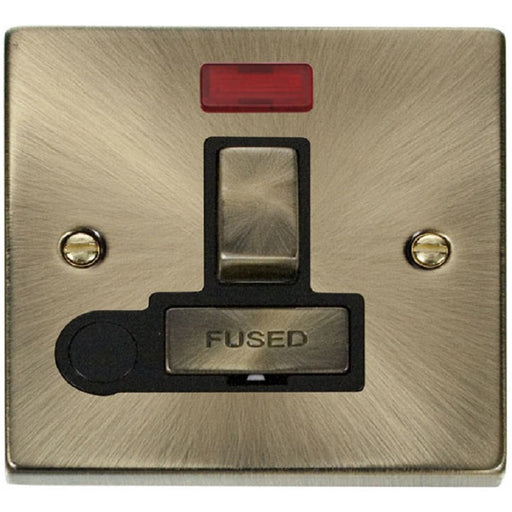 Click Deco Antique Brass 13A Switched Spur with Flex and Neon VPAB552BK Available from RS Electrical Supplies