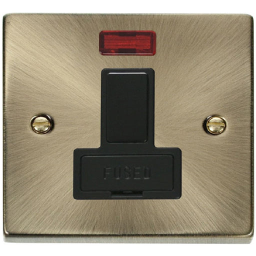 Click Deco Antique Brass 13A Switched Spur with Neon VPAB752BK Available from RS Electrical Supplies