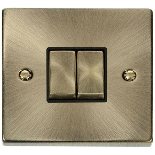 Click Deco Antique Brass 2G Light Switch VPAB412BK Available from RS Electrical Supplies