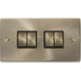 Click Deco Antique Brass 4G Light Switch VPAB414BK Available from RS Electrical Supplies