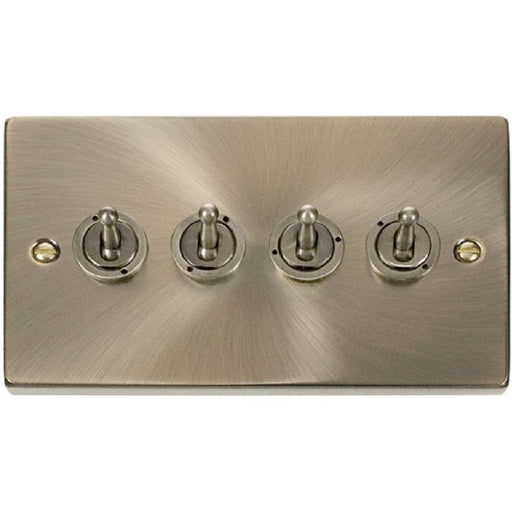 Click Deco Antique Brass 4G Toggle Switch VPAB424 Available from RS Electrical Supplies