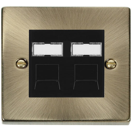 Click Deco Antique Brass Double Cat5e Data Socket VPABRJ452BK Available from RS Electrical Supplies