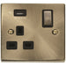 Click Deco Antique Brass 13A Single USB Socket VPAB571UBK Available from RS Electrical Supplies