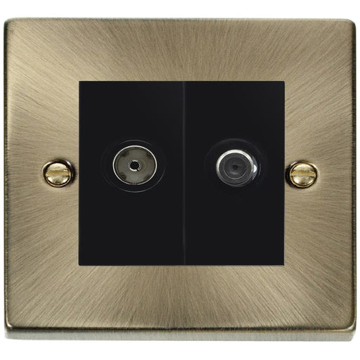 Click Deco Antique Brass TV and Satellite Socket VPAB157MBK Available from RS Electrical Supplies