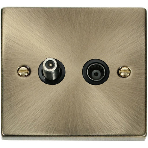 Click Deco Antique Brass TV and Satellite Socket VPAB170BK Available from RS Electrical Supplies