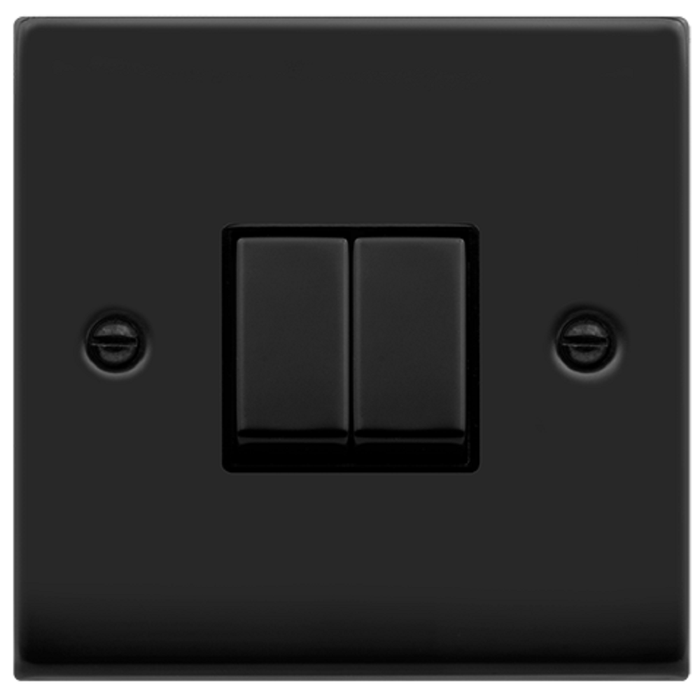 Click Deco Matt Black 2G Light Switch VPMB412BK