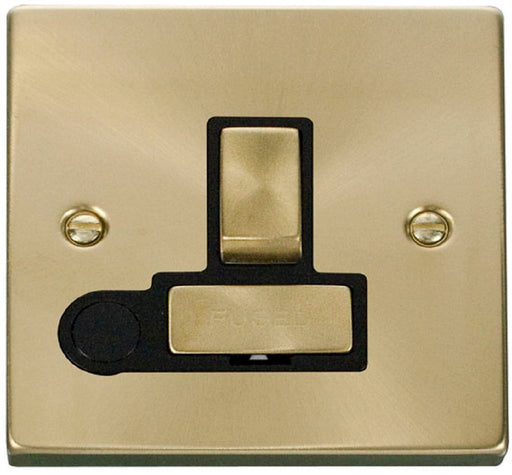 Click-Deco-Satin-Brass-13A-Switched-Spur-with-Flex-VPSB551BK-Available-from-RS-Electrical-Supplies