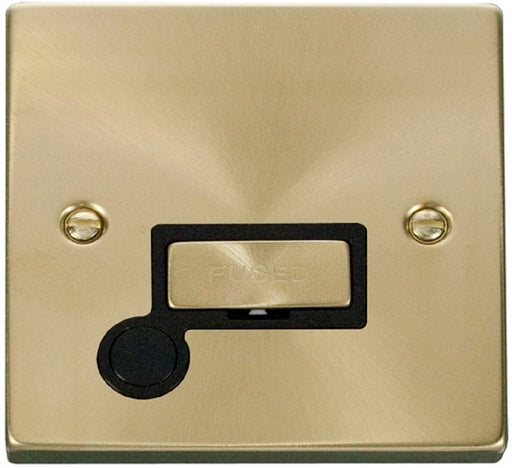 Click-Deco-Satin-Brass-13A-Unswitched-Spur-with-Flex-VPSB550BK-Available-from-RS-Electrical-Supplies