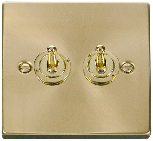 Click-Deco-Satin-Brass-2G-Toggle-Switch-VPSB422-Available-from-RS-Electrical-Supplies