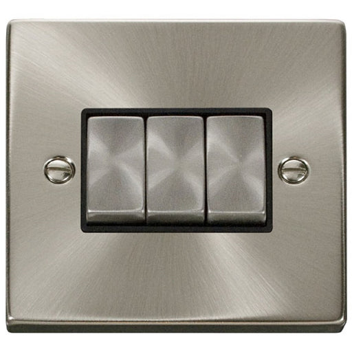 Click Deco Satin Chrome 3G Light Switch VPSC413BK Available from RS Electrical Supplies
