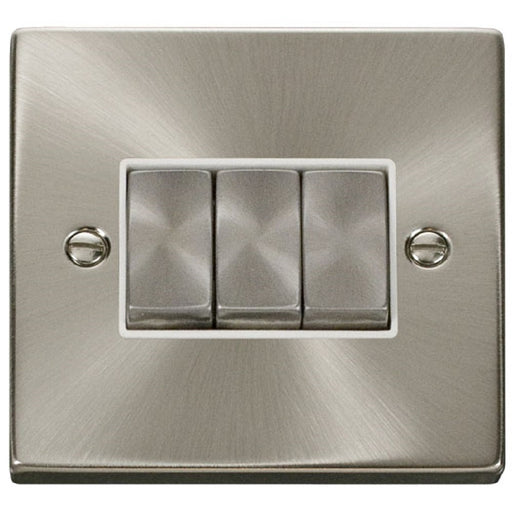 Click Deco Satin Chrome 3G Light Switch VPSC413WH Available from RS Electrical Supplies
