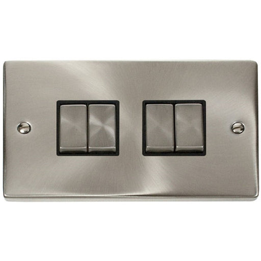Click Deco Satin Chrome 4G Light Switch VPSC414BK Available from RS Electrical Supplies