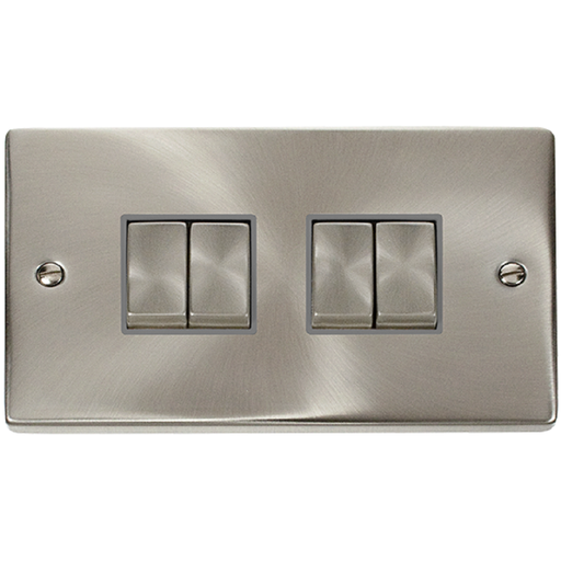 Click Deco Satin Chrome 4G Light Switch VPSC414GY Available from RS Electrical Supplies