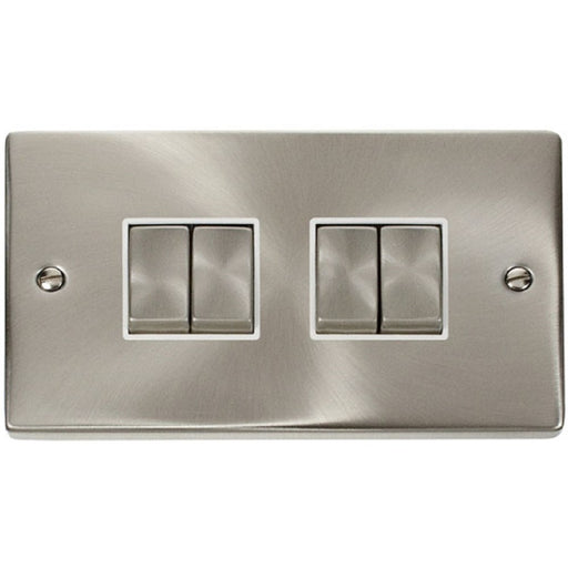 Click Deco Satin Chrome 4G Light Switch VPSC414WH Available from RS Electrical Supplies