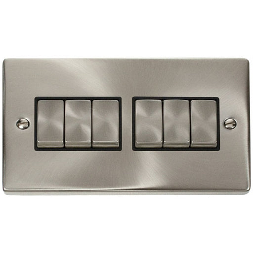 Click Deco Satin Chrome 6G Light Switch VPSC416BK Available from RS Electrical Supplies