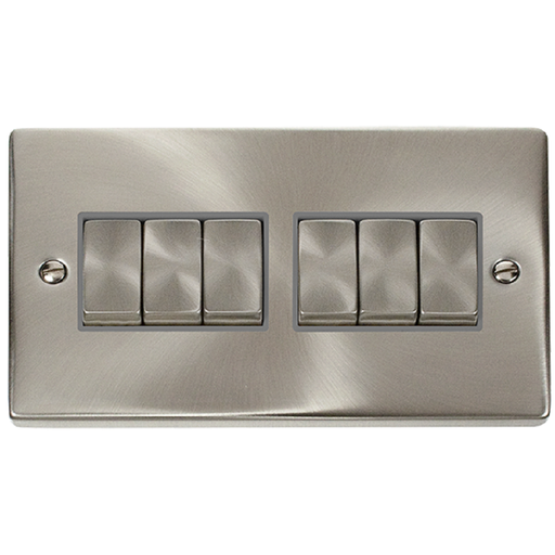 Click Deco Satin Chrome 6G Light Switch VPSC416GY Available from RS Electrical Supplies