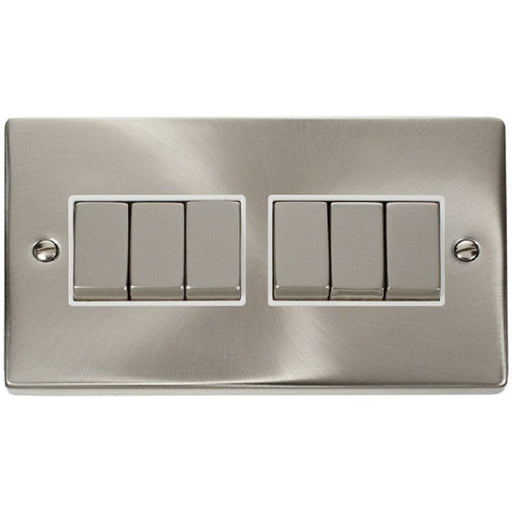Click Deco Satin Chrome 6G Light Switch VPSC416WH Available from RS Electrical Supplies
