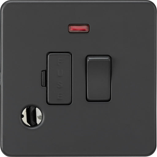 Knightsbridge Screwless Anthracite 13A Switched Spur with Neon & Flex Outlet SF6300FAT Available from RS Electrical Supplies