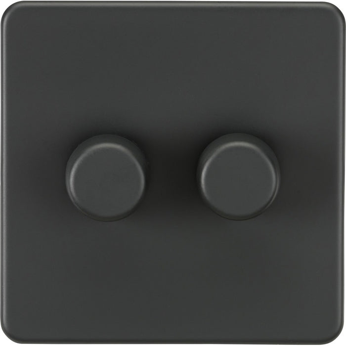 Knightsbridge Screwless Anthracite 2G Dimmer Switch SF2192AT Available from RS Electrical Supplies