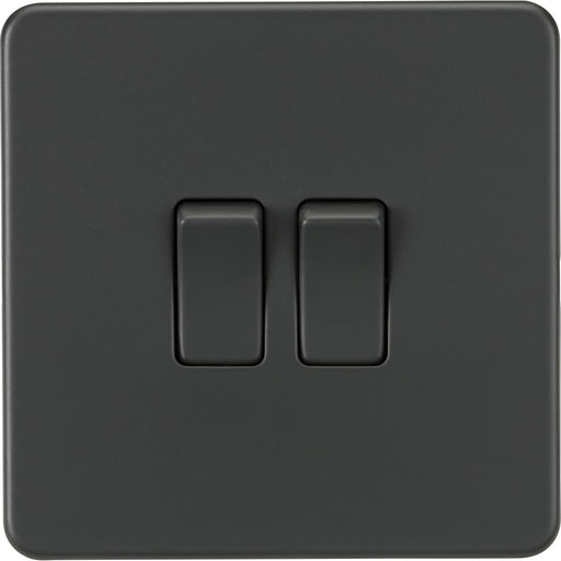 Knightsbridge Screwless Anthracite 2G Intermediate Light Switch SF1202AT Available from RS Electrical Supplies