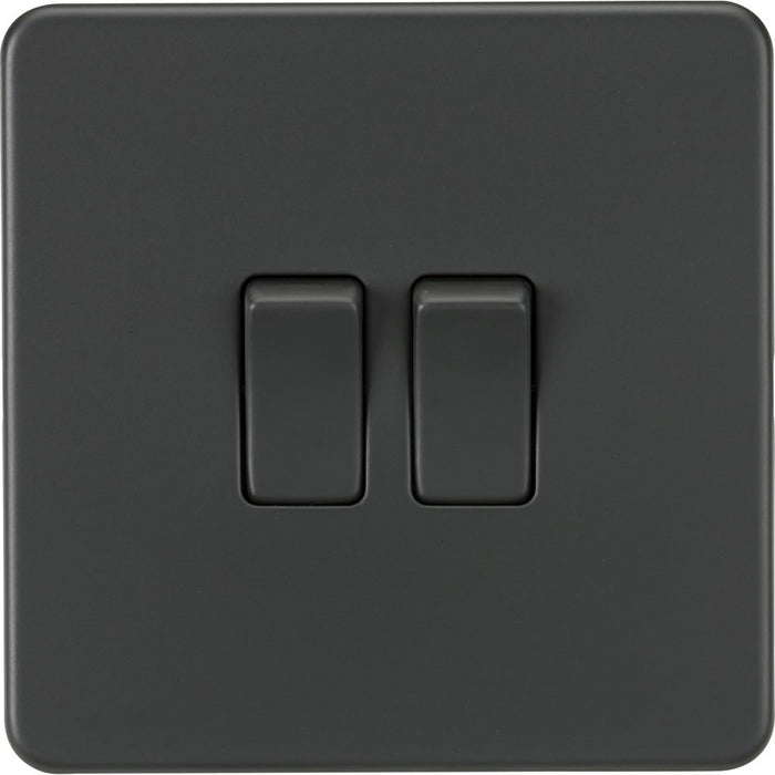 Knightsbridge Screwless Anthracite 2G Intermediate Light Switch SF1202AT Available from RS Electrical Supplies