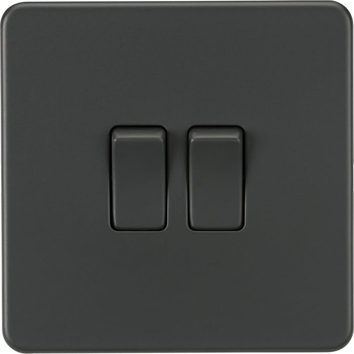 Knightsbridge Screwless Anthracite 2G Light Switch SF3000AT Available from RS Electrical Supplies