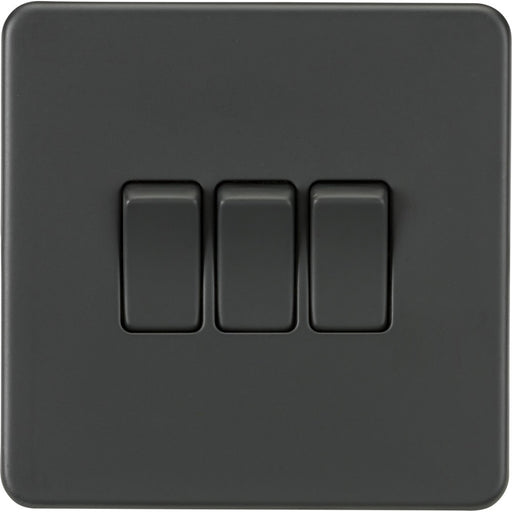 Knightsbridge Screwless Anthracite 3G Light Switch SF4000AT Available from RS Electrical Supplies