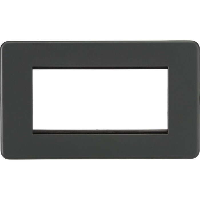 Knightsbridge Screwless Anthracite 4G Euro Plate SF4GAT Available from RS Electrical Supplies
