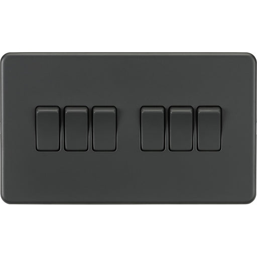 Knightsbridge Screwless Anthracite 6G Light Switch SF4200AT Available from RS Electrical Supplies