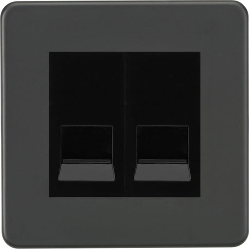 Knightsbridge Screwless Anthracite Double Master Telephone Socket SF7320MAT Available from RS Electrical Supplies