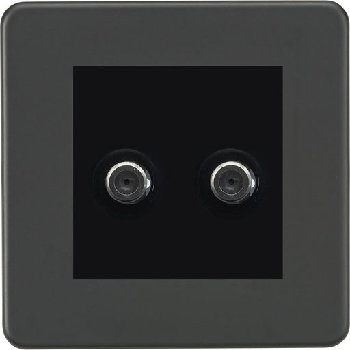 Knightsbridge Screwless Anthracite Double Satellite Socket SF0250MAT Available from RS Electrical Supplies