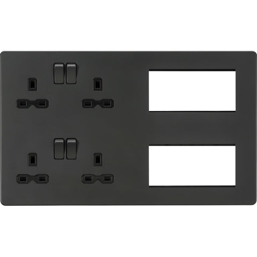 Knightsbridge Screwless Anthracite Double Socket Combination Plate SFR298AT Available from RS Electrical Supplies