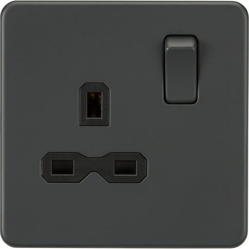 Knightsbridge Screwless Anthracite Single Socket SFR7000AT Available from RS Electrical Supplies
