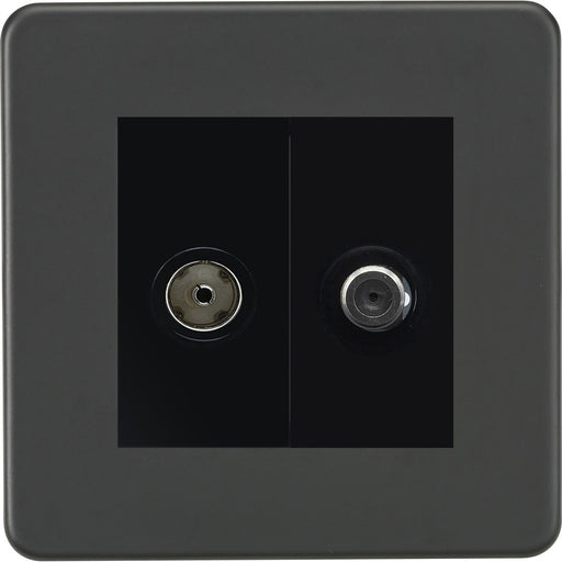 Knightsbridge Screwless Anthracite TV and Satellite Socket SF0140MAT Available from RS Electrical Supplies