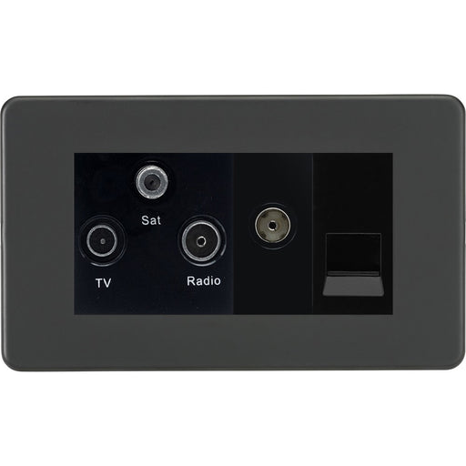 Knightsbridge Screwless Anthracite Triplex Combination TV Socket SF0500MAT Available from RS Electrical Supplies