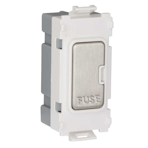Schneider Ultimate Stainless Steel 13A Fuse Carrier Grid Module GUG13FCUWSS Available from RS Electrical Supplies
