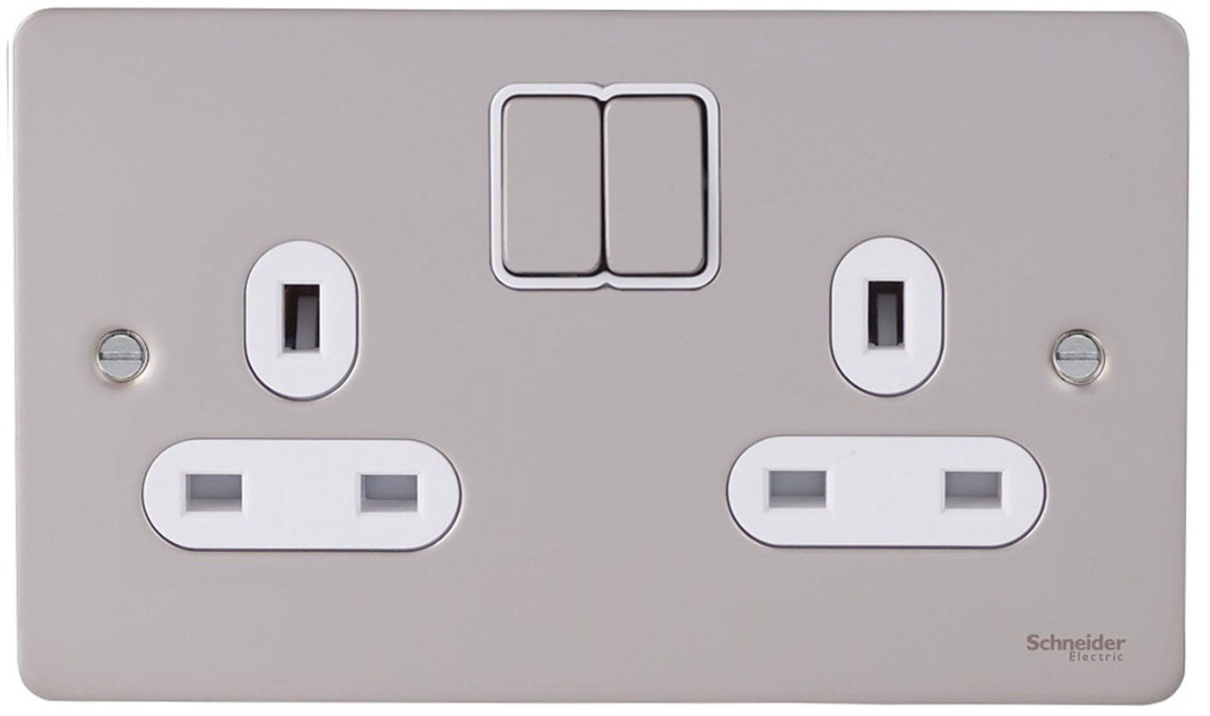 Schneider Ultimate Flat Plate Pearl Nickel Switches and sockets