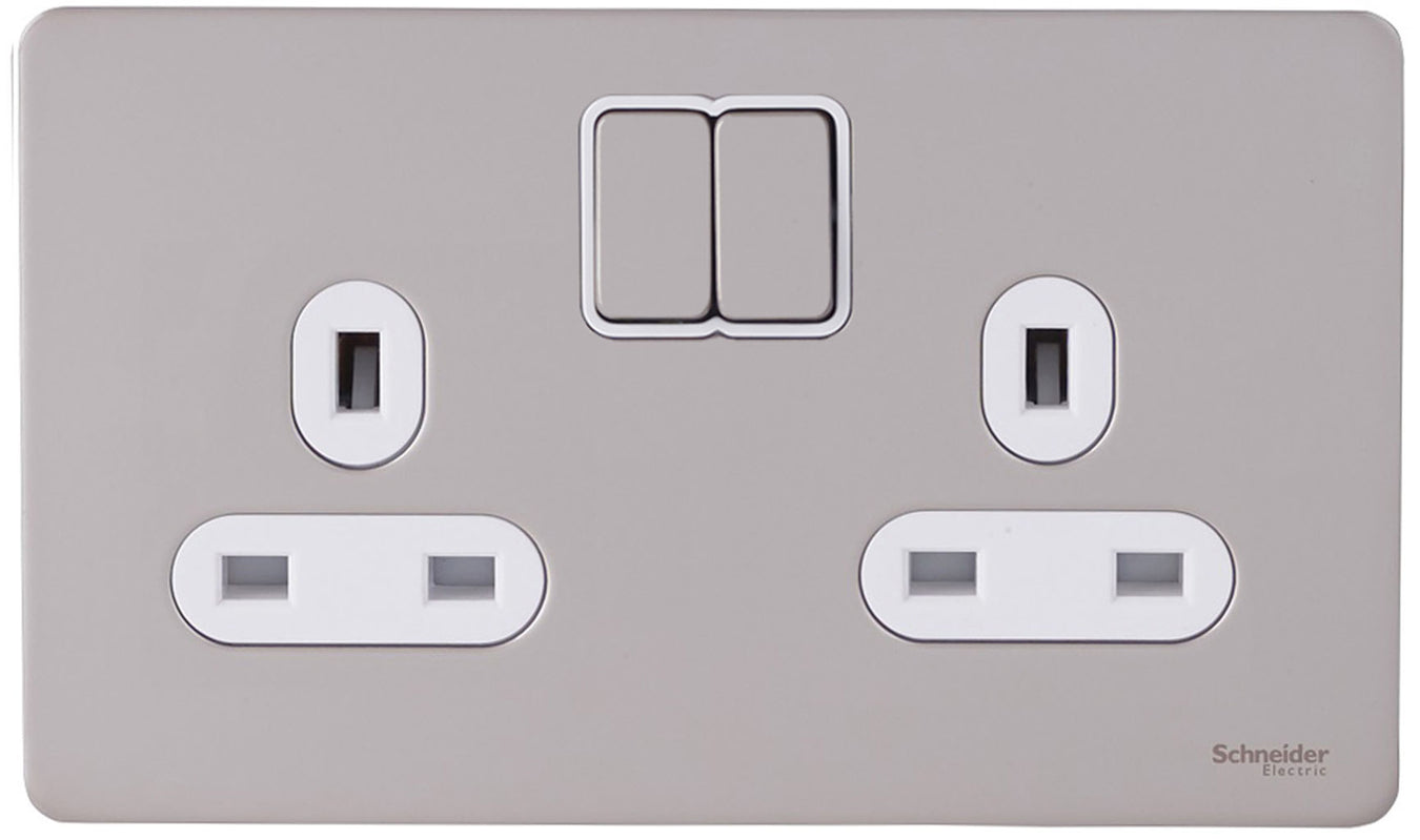 Schneider Ultimate Screwless Pearl Nickel Switches and sockets