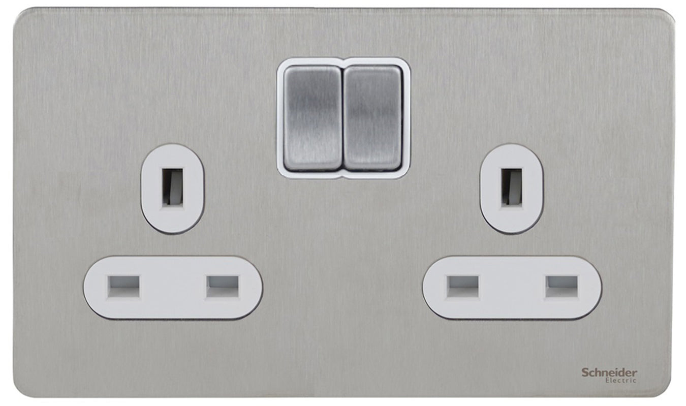 Schneider Ultimate screwless Stainless steel white switches and sockets